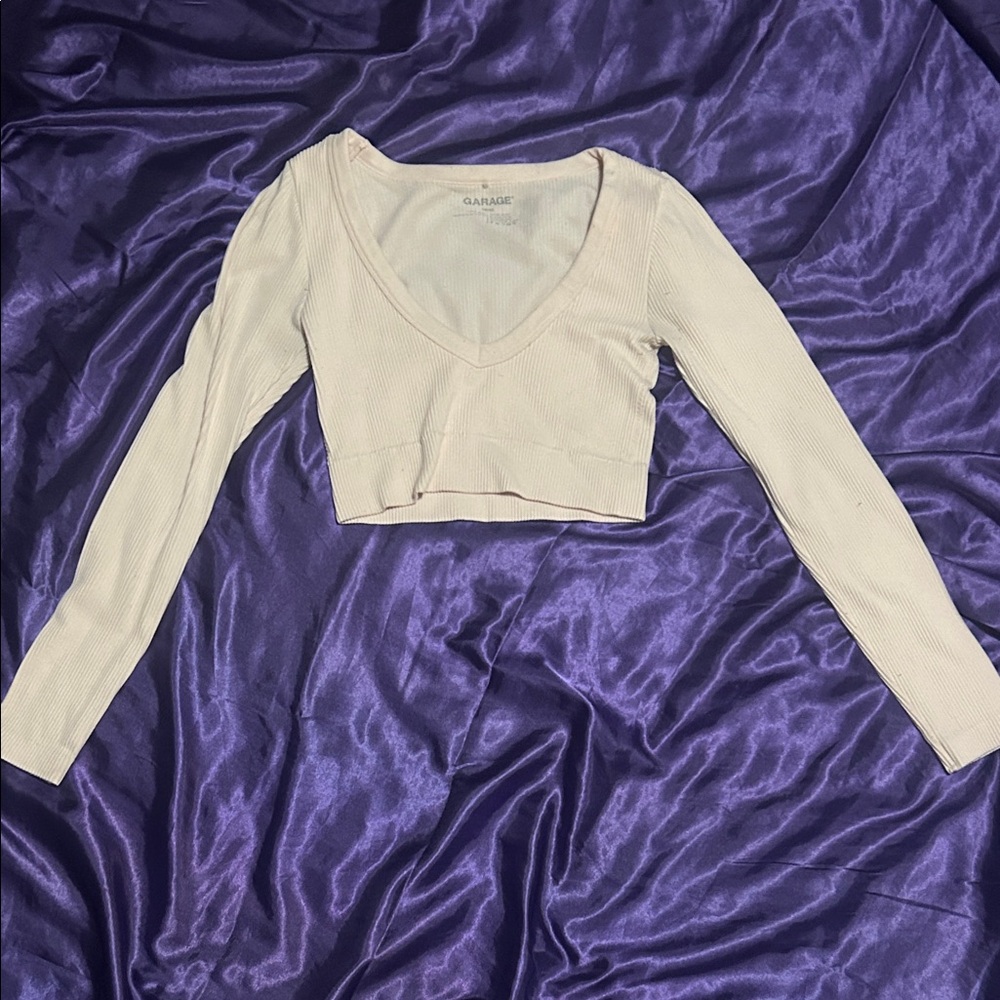 Garage Cream Ribbed Crop Top, Some pilling but not any wear and tear